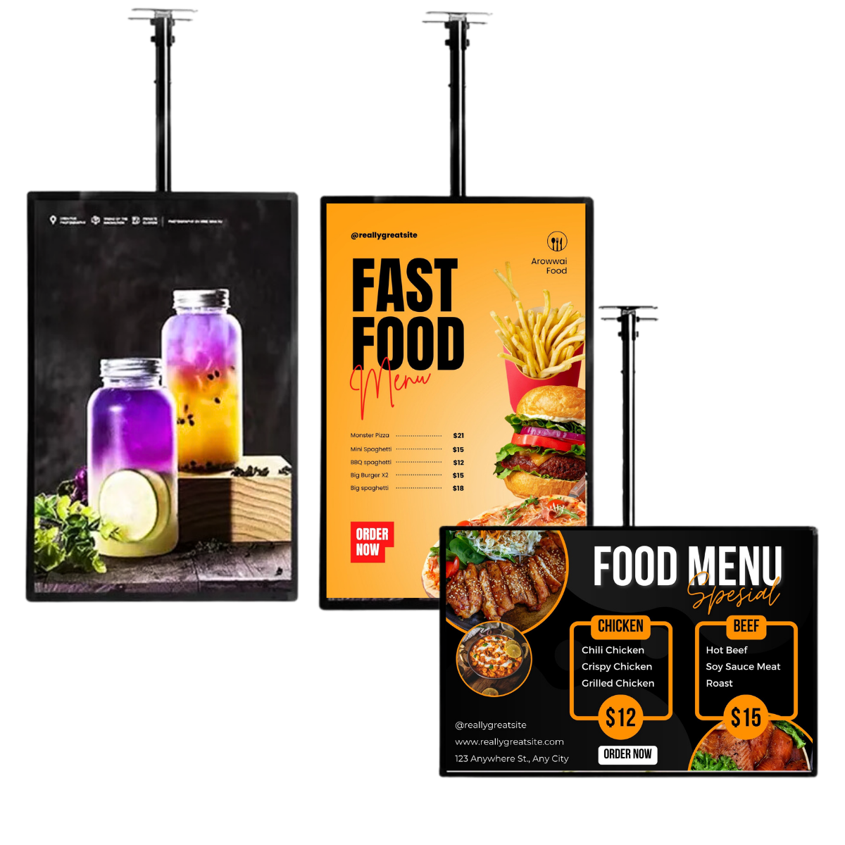 HY-T-HA1 Hanging LED Menu Board with Adjustable Pole